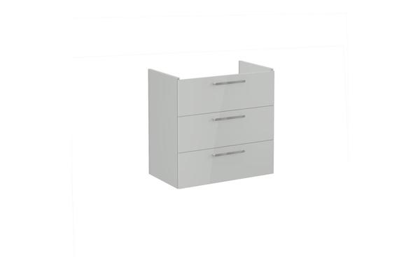 VitrA Root Flat 80cm 3 Drawer Washbasin Unit - Shiny Pearl Grey
